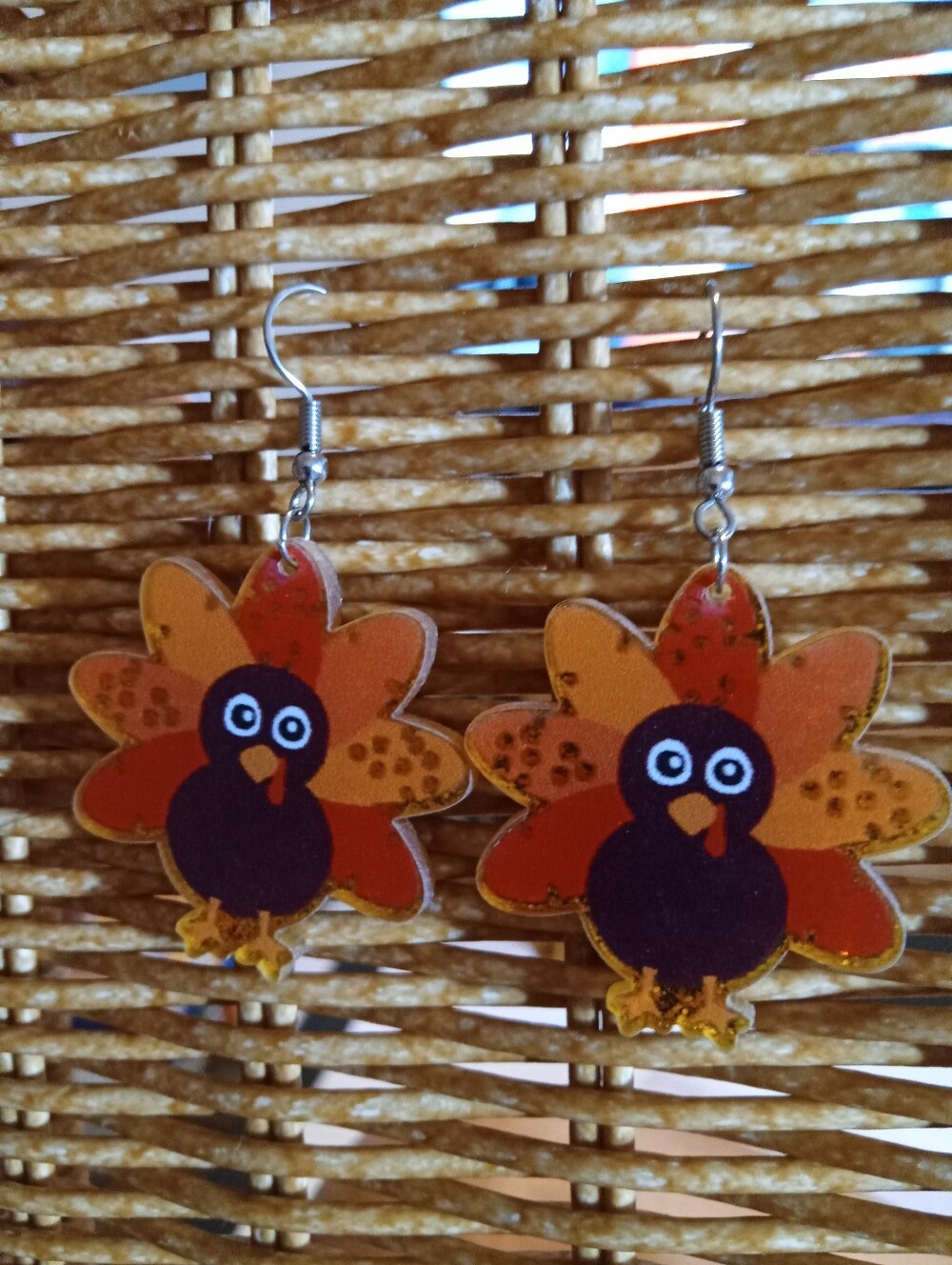 Orange Turkey Dangle Earrings - Cute Holiday Accessories